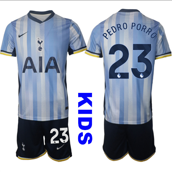 Youth Tottenham Hotspur #23 PEDRO PORRO 2024-25 Away Kids Soccer Suit Jersey