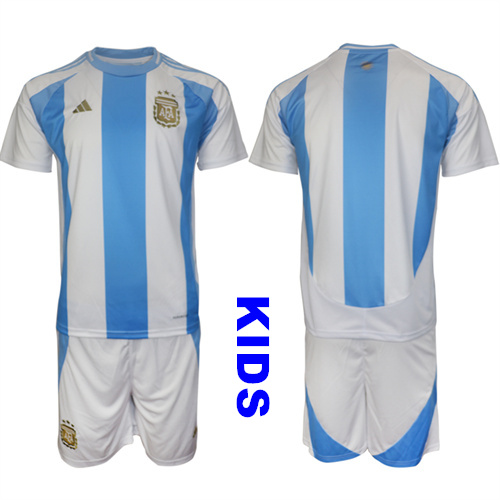 Youth Argentina Blank 2024-25 Home Kids Soccer Suit Jersey