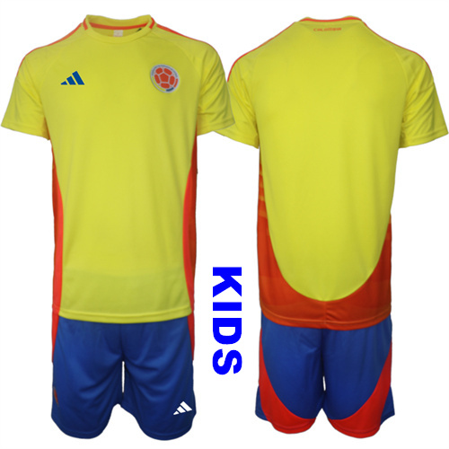 Youth Colombia Blank 2024-25 Home Kids Soccer Suit Jersey