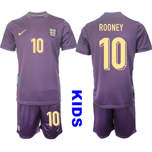 Youth England #10 ROONEY 2024-25 Away Kids Soccer Suit Jersey