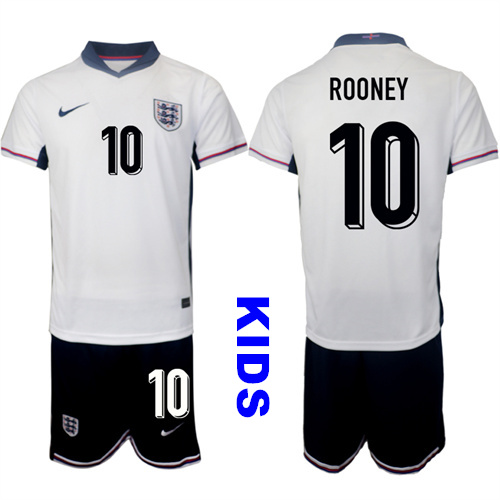 Youth England #10 ROONEY 2024-25 Home Kids Soccer Suit Jersey