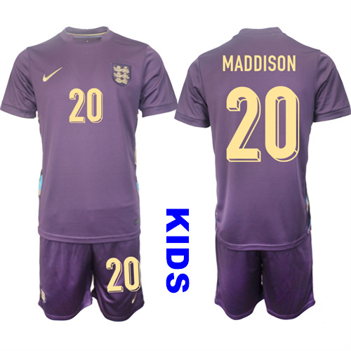 Youth England #20 MADDISON 2024-25 Away Kids Soccer Suit Jersey