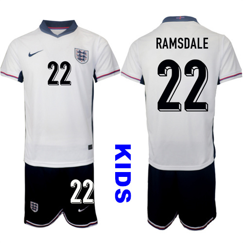 Youth England #22 RAMSDALE 2024-25 Home Kids Soccer Suit Jersey