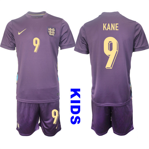Youth England #9 KANE 2024-25 Away Kids Soccer Suit Jersey