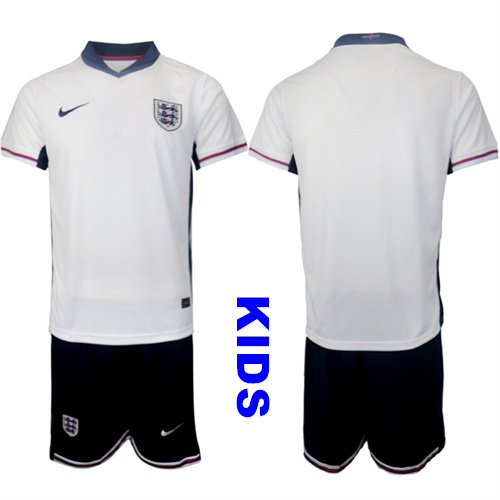 Youth England Blank 2024-25 Home Kids Soccer Suit Jersey