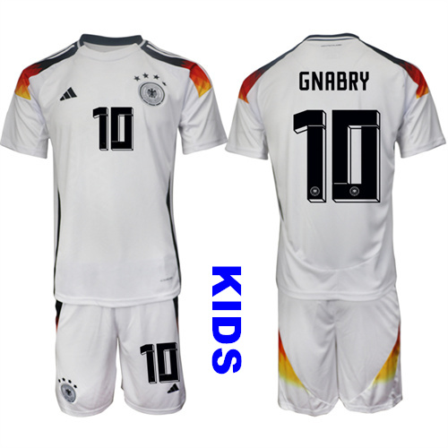 Youth Germany #10 GNABRY 2024-25 Home White Kids Soccer Suit Jersey