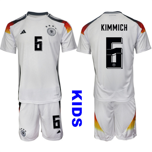 Youth Germany #6 KIMMICH 2024-25 Home White Kids Soccer Suit Jersey