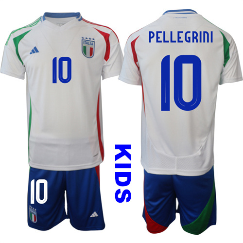 Youth Italy #10 PELLEGRINI 2024-25 Away Kids Soccer Suit Jersey