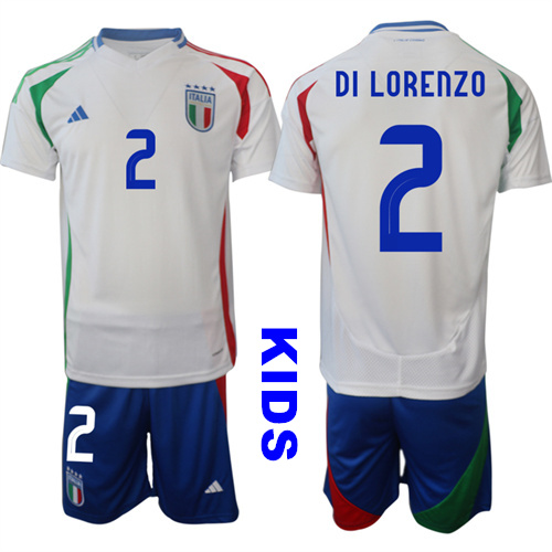 Youth Italy #2 DI LORENZO 2024-25 Away Kids Soccer Suit Jersey