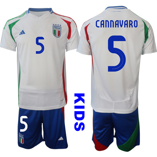 Youth Italy #5 CANNAVARO 2024-25 Away Kids Soccer Suit Jersey