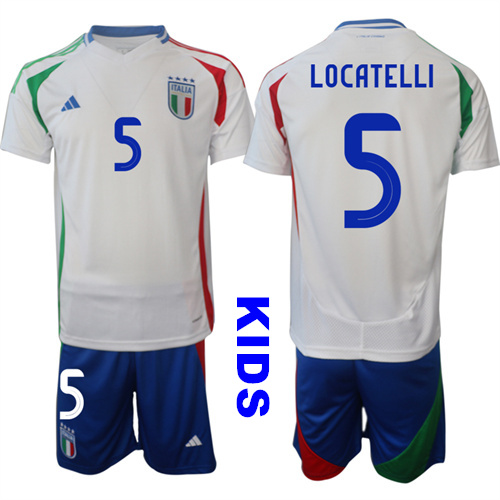 Youth Italy #5 LOCATELLI 2024-25 Away Kids Soccer Suit Jersey