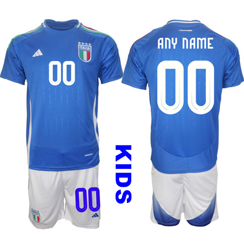 Youth Italy Custom Any Name And number 2024-25 Home Kids Soccer Suit Jersey