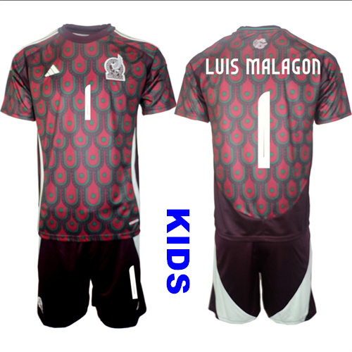Youth Mexico #1 LUIS MALAGON 2024-25 Home Kids Soccer Suit Jersey