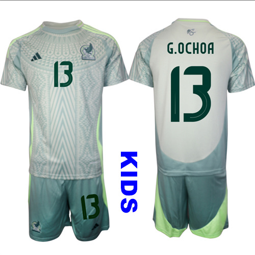 Youth Mexico #13 G.OCHOA 2024-25 Away Kids Soccer Suit Jersey