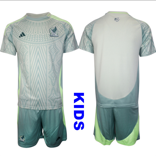 Youth Mexico Blank 2024-25 Away Kids Soccer Suit Jersey