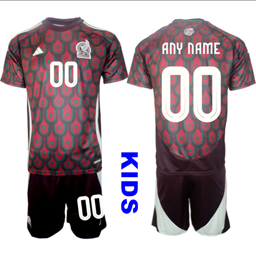 Youth Mexico Custom Any Name And number 2024-25 Home Kids Soccer Suit Jersey