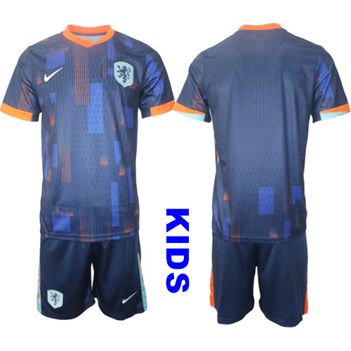 Youth Netherlands Blank 2024-25 Away Kids Soccer Suit Jersey