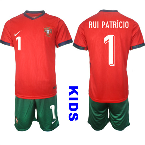 Youth Portugal #1 RUI PATRiCIO 2024-25 Home Kids Soccer Suit Jersey