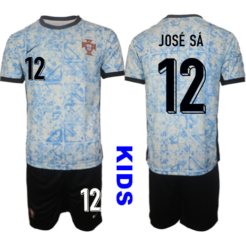 Youth Portugal #12 JOSE SA 2024-25 Away Kids Soccer Suit Jersey