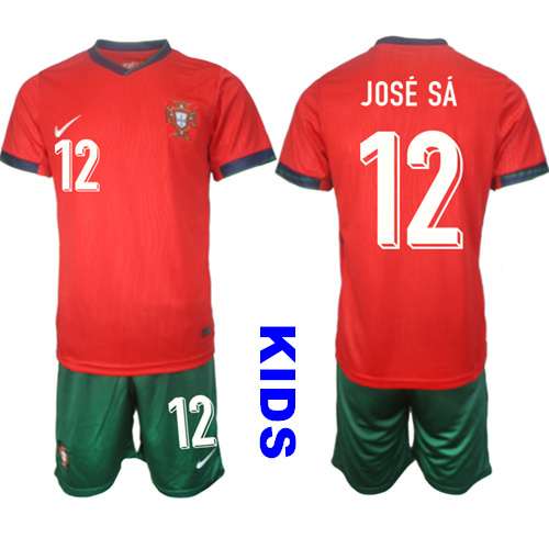 Youth Portugal #12 JOSE SA 2024-25 Home Kids Soccer Suit Jersey