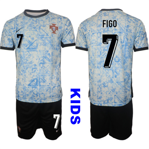 Youth Portugal #7 FIGO 2024-25 Away Kids Soccer Suit Jersey