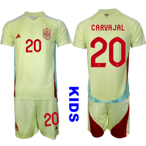 Youth Spain #20 CARVAJAL 2024-25 Away Kids Soccer Suit Jersey