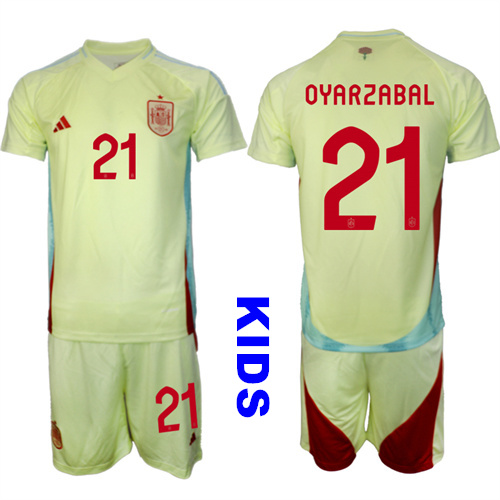Youth Spain #21 OYARZABAL 2024-25 Away Kids Soccer Suit Jersey