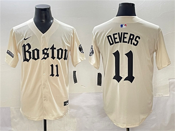 Men's Boston Red Sox #11 Rafael Devers Cream Gothic Vapor Limited Stitched Baseball Jersey
