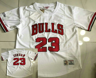 Men's Chicago Bulls #23 Michael Jordan White Short Sleeved AU Throwback Jersey