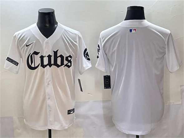 Men's Chicago Cubs Blank White 'Gothic North Side Edition' Vapor Premier Limited Stitched Baseball Jersey