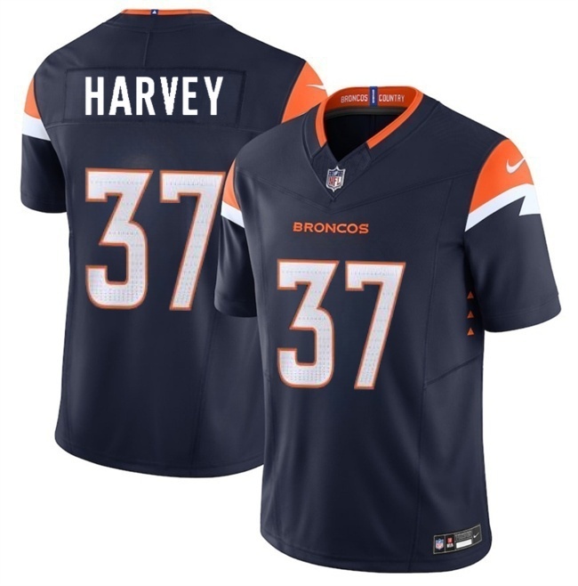 Men's Denver Broncos #37 RJ Harvey Navy 2025 F.U.S.E. Alternate Vapor Limited Football Stitched Jersey
