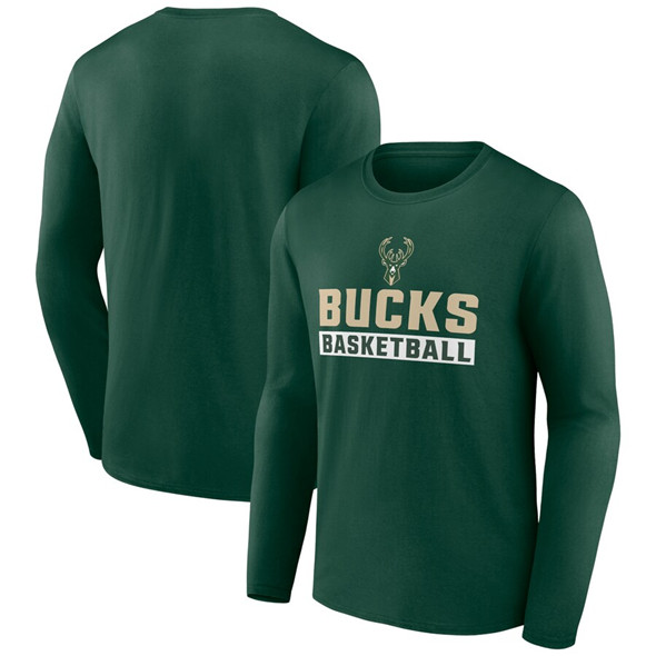 Men's Milwaukee Bucks Green Let's Go Long Sleeve T-Shirt