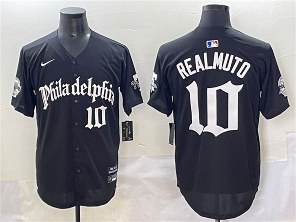 Men's Philadelphia Phillies #10 J.T. Realmuto Black Gothic Vapor Limited Stitched Jersey