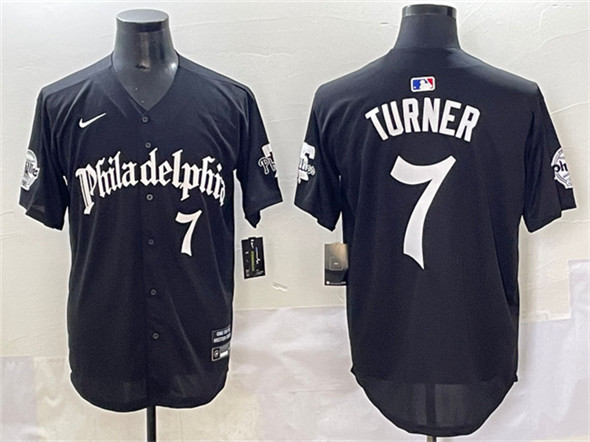 Men's Philadelphia Phillies #7 Trea Turner Black Gothic Vapor Limited Stitched Jersey
