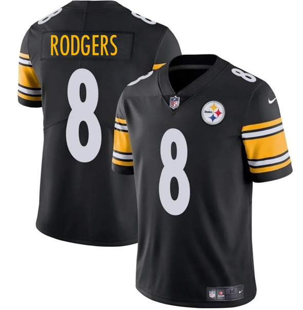 Men's Pittsburgh Steelers #8 Aaron Rodgers Black 2025 Vapor Limited Football Stitched Jersey