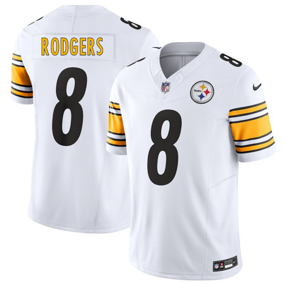 Men's Pittsburgh Steelers #8 Aaron Rodgers White 2025 F.U.S.E. Vapor Limited Football Stitched Jersey
