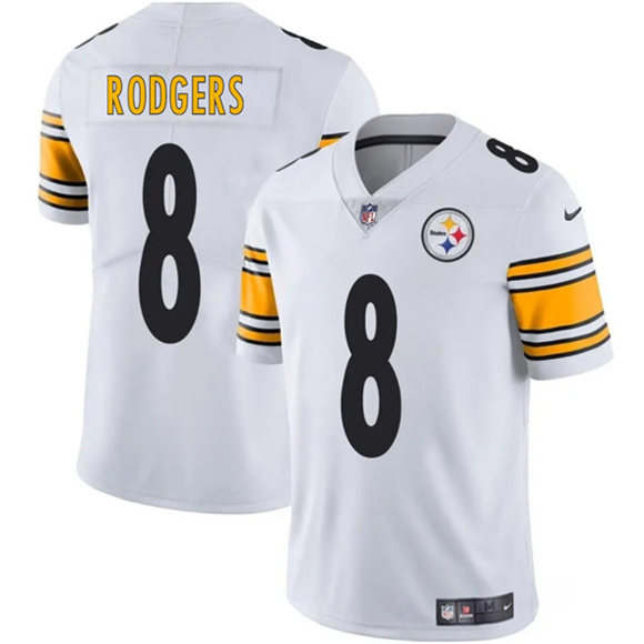 Men's Pittsburgh Steelers #8 Aaron Rodgers White 2025 Vapor Limited Football Stitched Jersey
