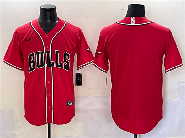 Men's Chicago Bulls Blank Red Cool Base Stitched Baseball Jersey