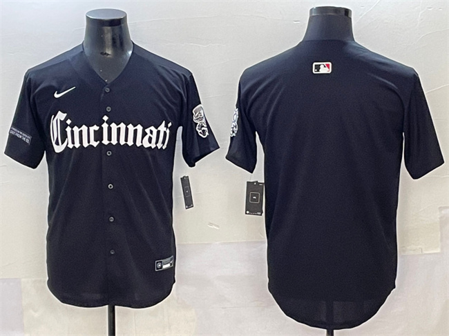 Men's Cincinnati Reds Blank Black 'Gothic Queen City Edition' Vapor Premier Limited Stitched Baseball Jersey