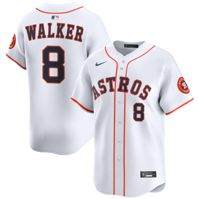 Men's Houston Astros #8 Christian Walker White 2025 Home Limited Stitched Baseball Jersey