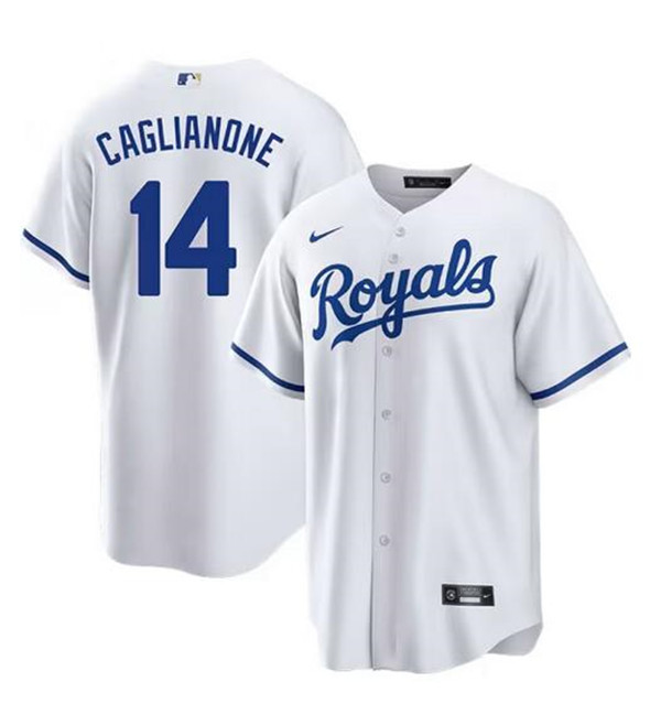 Men's Kansas City Royals #14 Jac Caglianone White Cool Base Stitched Baseball Jersey