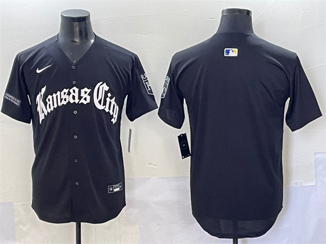 Men's Kansas City Royals Blank Black 'Gothic Crown Edition' Vapor Premier Limited Stitched Baseball Jersey