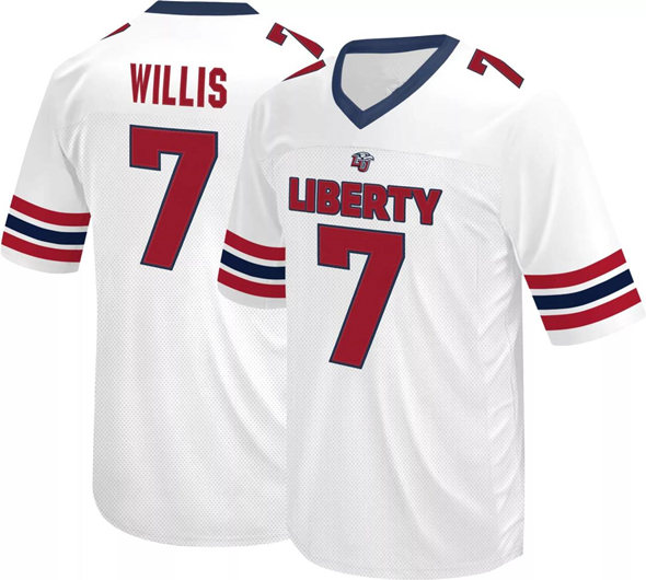 Men's Liberty Flames #7 Malik Willis White Stitched Football Jersey
