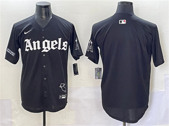 Men's Los Angeles Angels Blank Black 'Gothic Halo Edition' Vapor Limited Stitched Baseball Jersey