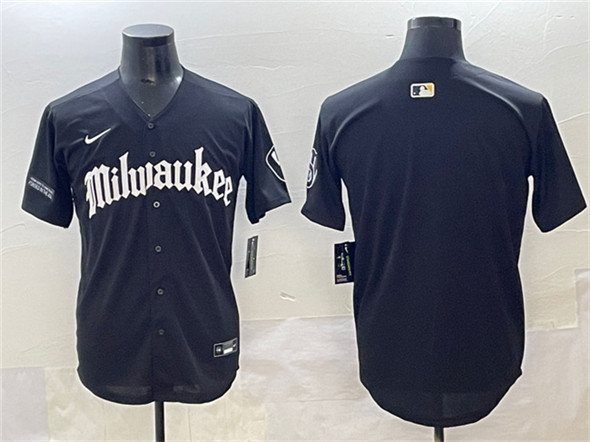Men's Milwaukee Brewers Blank Black 'Gothic 414 Shadows Edition' Vapor Premier Limited Stitched Jersey
