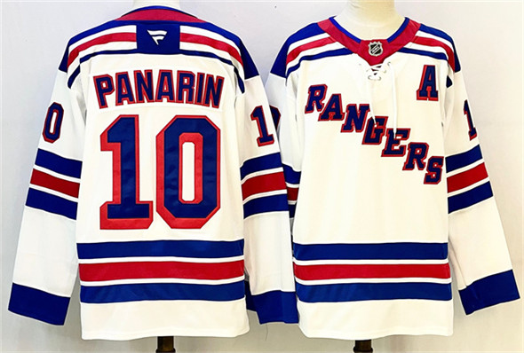 Men's New York Rangers #10 Artemi Panarin White With A Patch 2024-25 Away Stitched Jersey