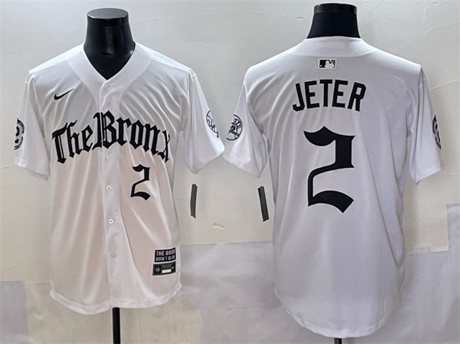 Men's New York Yankees #2 Derek Jeter White 'Gothic Legacy Edition' Vapor Premier Limited Stitched Baseball Jersey