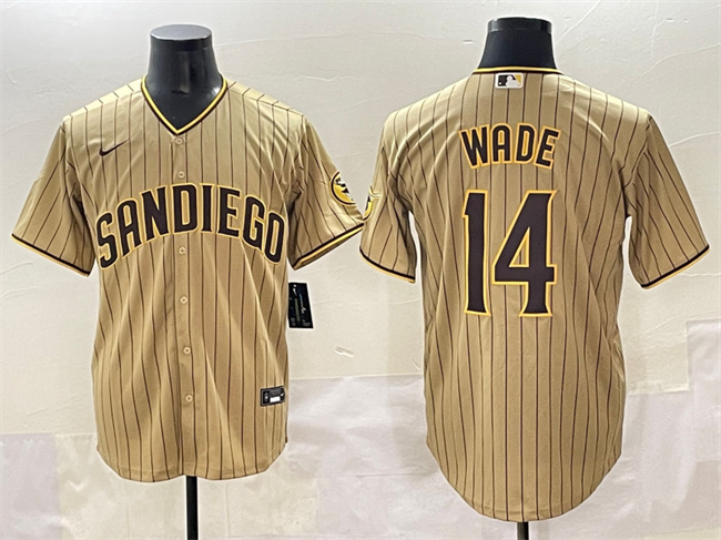 Men's San Diego Padres #14 Tyler Wade Tan Cool Base Stitched Baseball Jersey