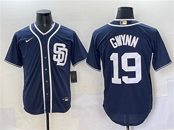 Men's San Diego Padres #19 Tony Gwynn Navy Cool Base Stitched Baseball Jersey