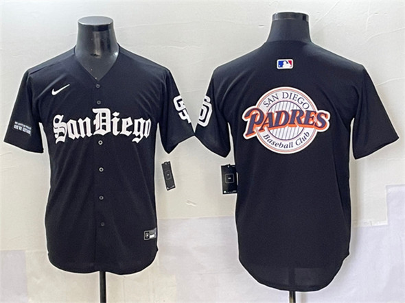 Men's San Diego Padres Team Big Logo Black Gothic Edition Vapor Limited Stitched Baseball Jersey